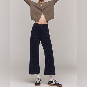 Maeve Colette Plaid Corduroy Crop Wide-Leg Pants — Size 24 Petite (NWT)